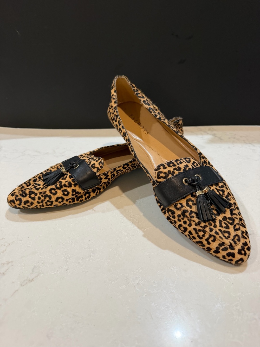Talbots Francesca Leopard Print Driving Tassel Loafers - Women's Brown